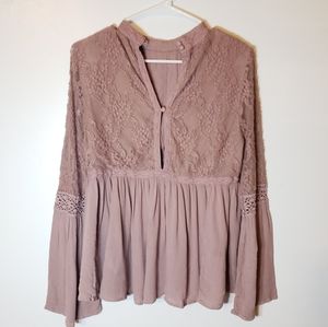Lace blush blouse
